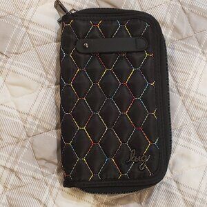 Lug Tram Zip RFID Black Rainbow Wallet NWOT